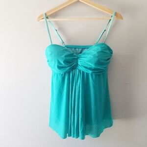 A Shore Fit Teal Mesh Tankini Swim Top